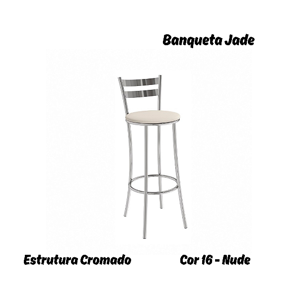 Banqueta Jade - Ref. 1B699-CR - Estampa: 16 (Nude) Cromado - Kappesberg Crome