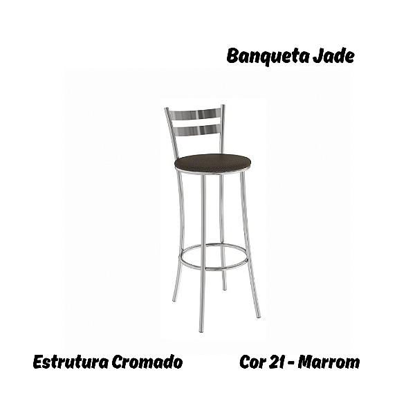 Banqueta Jade - Ref. 1B699-CR - Estampa: 21 (Marrom) Cromado - Kappesberg Crome