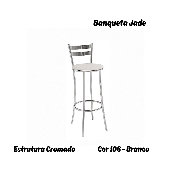 Banqueta Jade - Ref. 1B699-CR - Estampa: 106 (Branco) Cromado - Kappesberg Crome