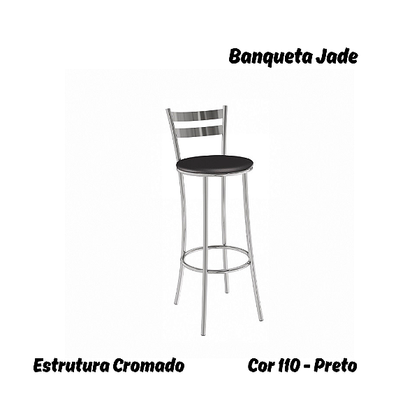 Banqueta Jade - Ref. 1B699-CR - Estampa: 110 (Preto) Cromado - Kappesberg Crome