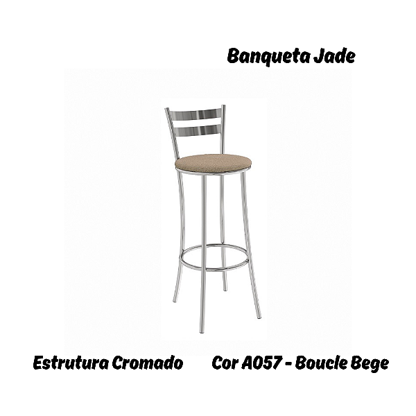 Banqueta Jade - Ref. 1B699-CR - Estampa: A057 (Boucle Bege) Cromado- Kappesberg Crome