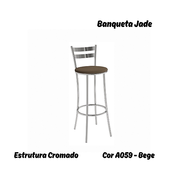 Banqueta Jade - Ref. 1B699-CR - Estampa: A059 (Bege) Cromado - Kappesberg Crome