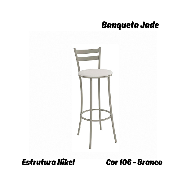 Banqueta Jade - Ref. 1B699-NK - Estampa: 106 (Branco) Nikel - Kappesberg Crome
