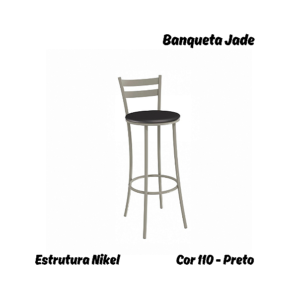 Banqueta Jade - Ref. 1B699-NK - Estampa: 110 (Preto) Nikel - Kappesberg Crome