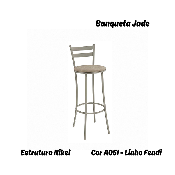 Banqueta Jade - Ref. 1B699-NK - Estampa: A051 (Linho Fendi) Nikel - Kappesberg Crome