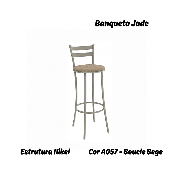 Banqueta Jade - Ref. 1B699-NK - Estampa: A057 (Bouclé Bege) Nikel - Kappesberg Crome