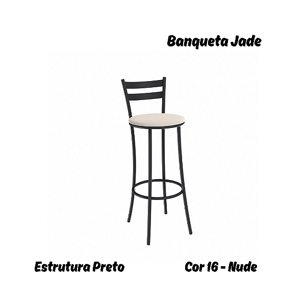 Banqueta Jade - Ref. 1B699-PR - Estampa: 16 (Nude) Preto - Kappesberg Crome