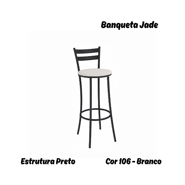 Banqueta Jade - Ref. 1B699-PR - Estampa: 106 (Branco) Preto - Kappesberg Crome