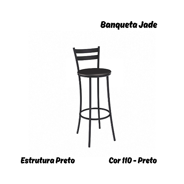 Banqueta Jade - Ref. 1B699-PR - Estampa: 110 (Preto) Preto - Kappesberg Crome