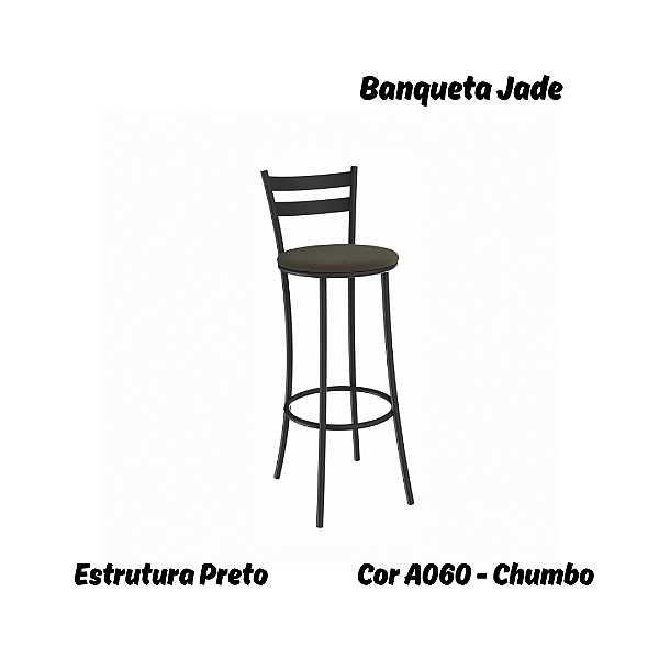 Banqueta Jade - Ref. 1B699-PR - Estampa: A060 (Chumbo) Preto - Kappesberg Crome