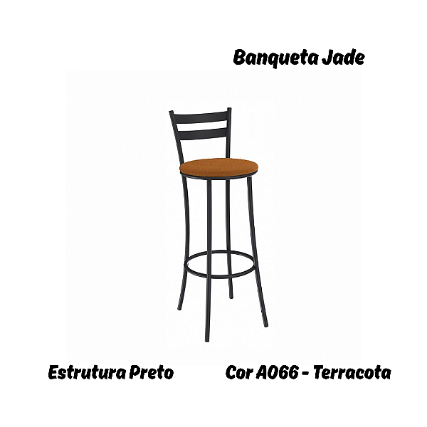 Banqueta Jade - Ref. 1B699-PR - Estampa: A066 (Terracota) Preto - Kappesberg Crome