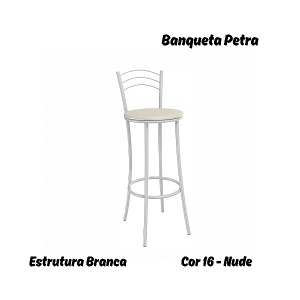Banqueta Petra - Ref. 1B700-BR - Estampa: 16 (Nude) Branco - Kappesberg Crome