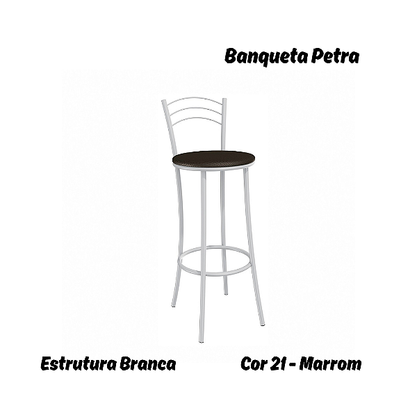 Banqueta Petra - Ref. 1B700-BR - Estampa: 21 (Marrom) Branco - Kappesberg Crome