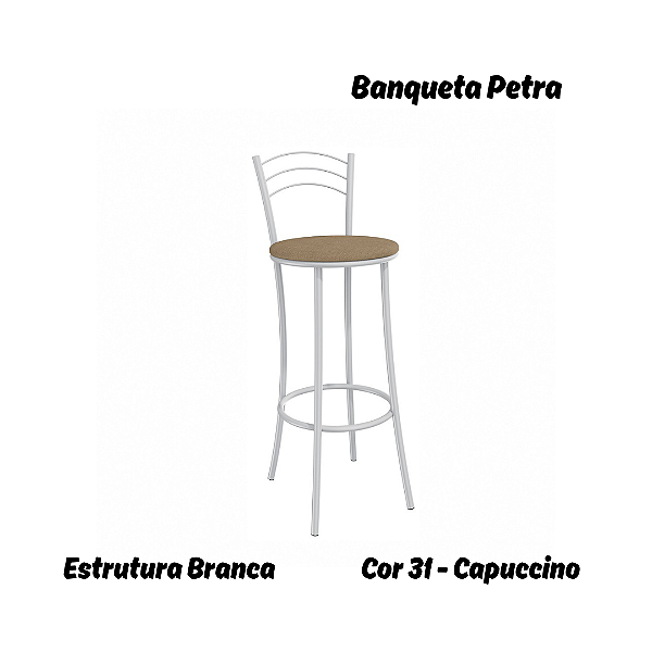 Banqueta Petra - Ref. 1B700-BR - Estampa: 31 (Capuccino) Branco - Kappesberg Crome