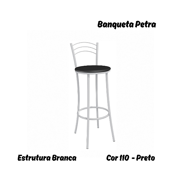 Banqueta Petra - Ref. 1B700-BR - Estampa: 110 (Preto) Branco - Kappesberg Crome