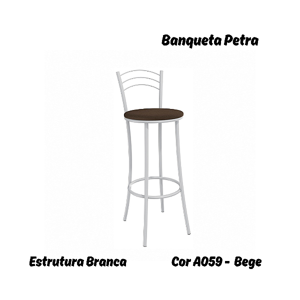 Banqueta Petra - Ref. 1B700-BR - Estampa: A059 (Bege) Branco - Kappesberg Crome