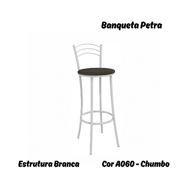 Banqueta Petra - Ref. 1B700-BR - Estampa: A060 (Chumbo) Branco - Kappesberg Crome