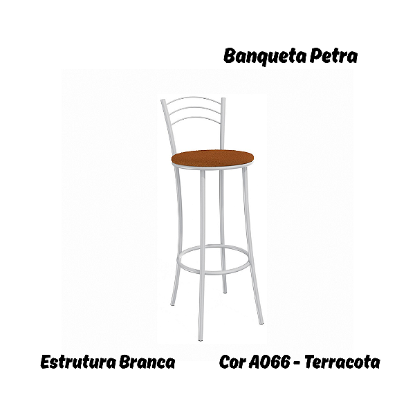 Banqueta Petra - Ref. 1B700-BR - Estampa: A066 (Terracota) Branco - Kappesberg Crome