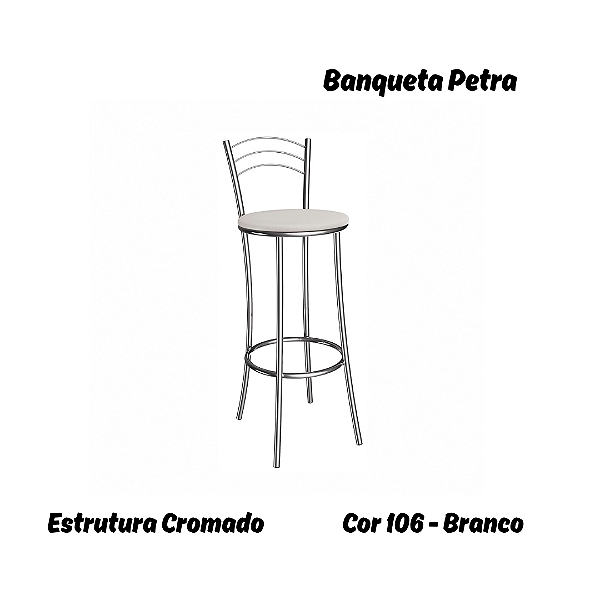 Banqueta Petra - Ref. 1B700-CR - Estampa: 106 (Branco) Cromado - Kappesberg Crome