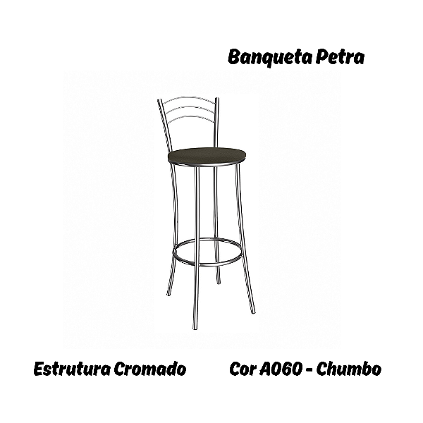 Banqueta Petra - Ref. 1B700-CR - Estampa: A060 (Chumbo) Cromado - Kappesberg Crome