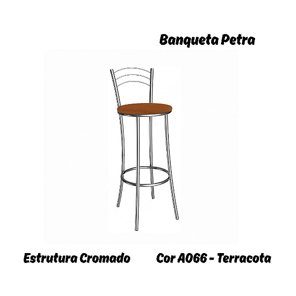 Banqueta Petra - Ref. 1B700-CR - Estampa: A066 (Terracota) Cromado - Kappesberg Crome
