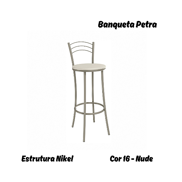 Banqueta Petra - Ref. 1B700-NK - Estampa: 16 (Nude) Nikel - Kappesberg Crome