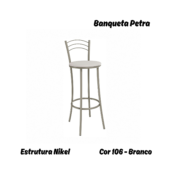 Banqueta Petra - Ref. 1B700-NK - Estampa: 106 (Branco) Nikel - Kappesberg Crome
