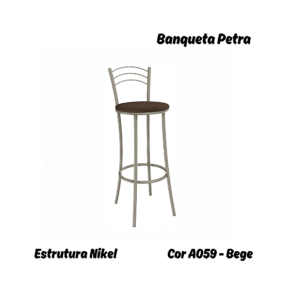 Banqueta Petra - Ref. 1B700-NK - Estampa: A059 (Bege) Nikel - Kappesberg Crome