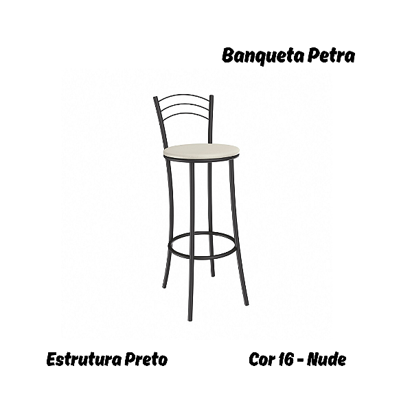 Banqueta Petra - Ref. 1B700-PR - Estampa: 16 (Nude) Preto - Kappesberg Crome