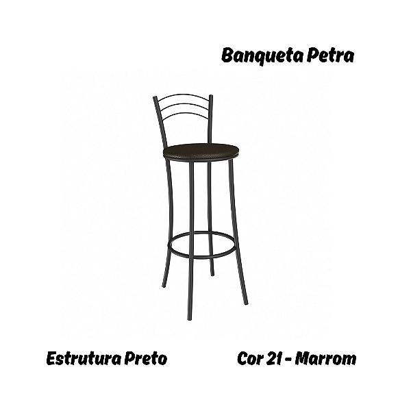 Banqueta Petra - Ref. 1B700-PR - Estampa: 21 (Marrom) Preto - Kappesberg Crome