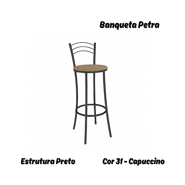 Banqueta Petra - Ref. 1B700-PR - Estampa: 31 (Capuccino) Preto - Kappesberg Crome