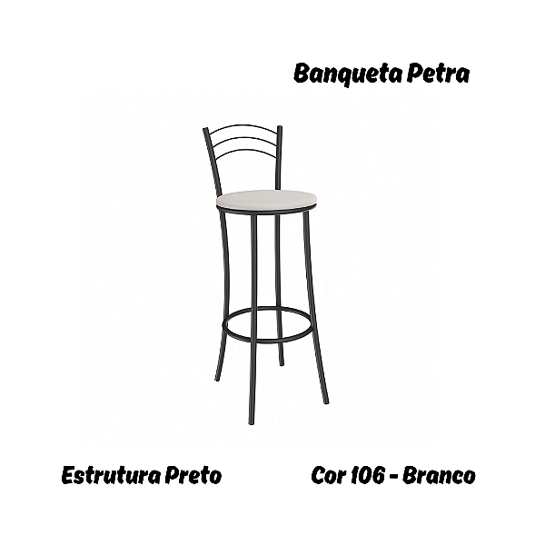 Banqueta Petra - Ref. 1B700-PR - Estampa: 106 (Branco) Preto - Kappesberg Crome
