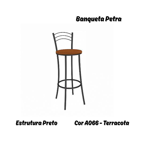 Banqueta Petra - Ref. 1B700-PR - Estampa: A066 (Terracota) Preto - Kappesberg Crome