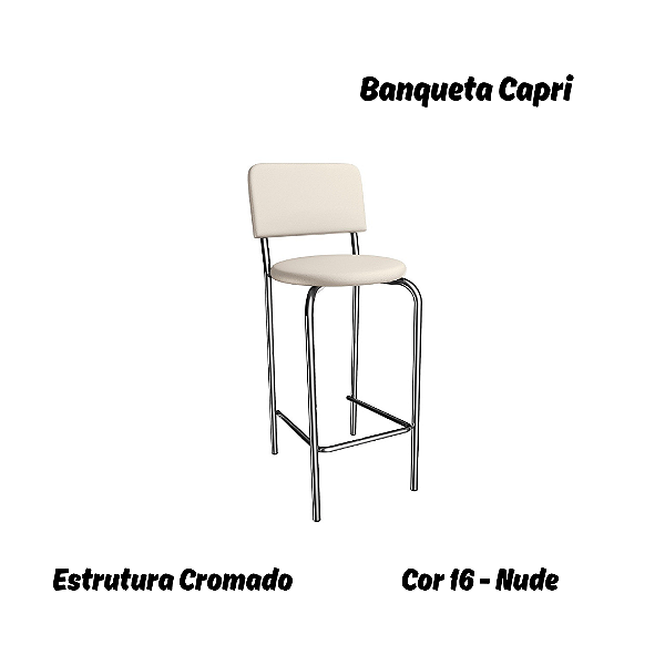 Banqueta Capri - Ref. 1B715-CR - Estampa: 16 (Nude) Cromado - Kappesberg Crome