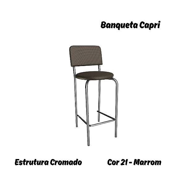 Banqueta Capri - Ref. 1B715-CR - Estampa: 21 (Marrom) Cromado - Kappesberg Crome
