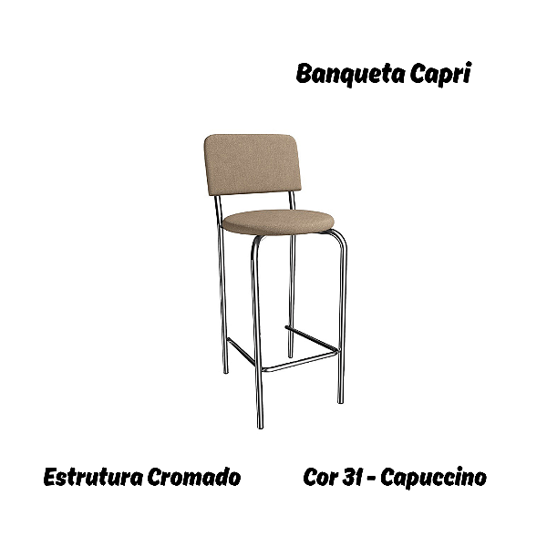 Banqueta Capri - Ref. 1B715-CR - Estampa: 31 (Capuccino) Cromado - Kappesberg Crome