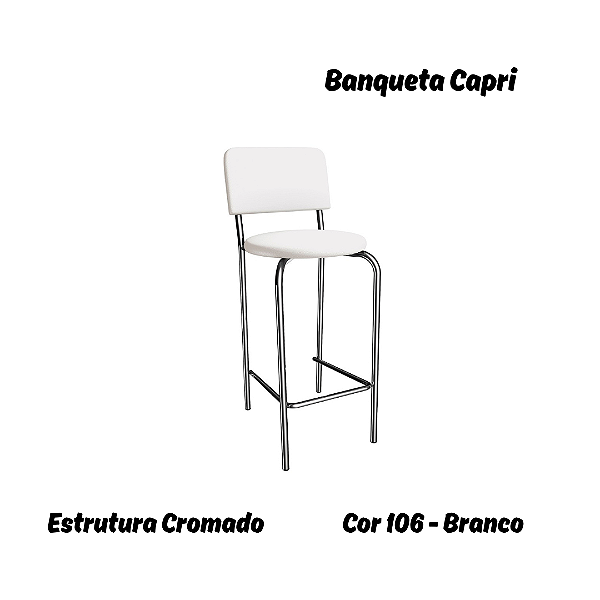 Banqueta Capri - Ref. 1B715-CR - Estampa: 106 (Branco) Cromado - Kappesberg Crome