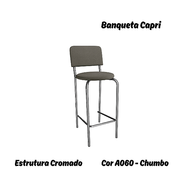 Banqueta Capri - Ref. 1B715-CR - Estampa: A060 (Chumbo) Cromado - Kappesberg Crome