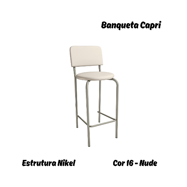 Banqueta Capri - Ref. 1B715-NK - Estampa: 16 (Nude) Nikel - Kappesberg Crome