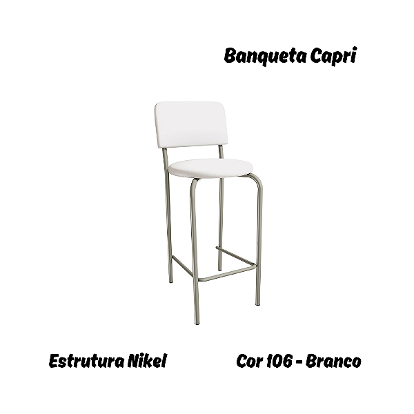 Banqueta Capri - Ref. 1B715-NK - Estampa: 106 (Branco) Nikel - Kappesberg Crome