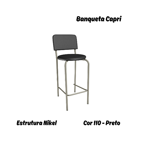 Banqueta Capri - Ref. 1B715-NK - Estampa: 110 (Preto) Nikel - Kappesberg Crome