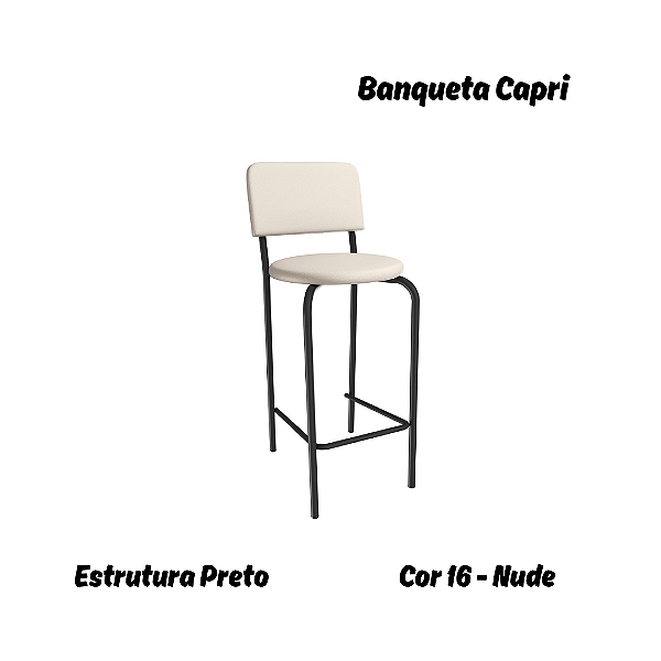 Banqueta Capri - Ref. 1B715-PR - Estampa: 16 (Nude) Preto - Kappesberg Crome