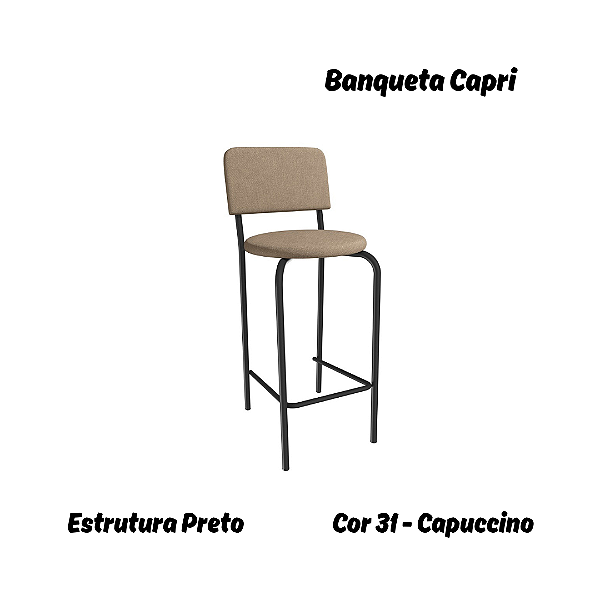 Banqueta Capri - Ref. 1B715-PR - Estampa: 31 (Capuccino) Preto - Kappesberg Crome