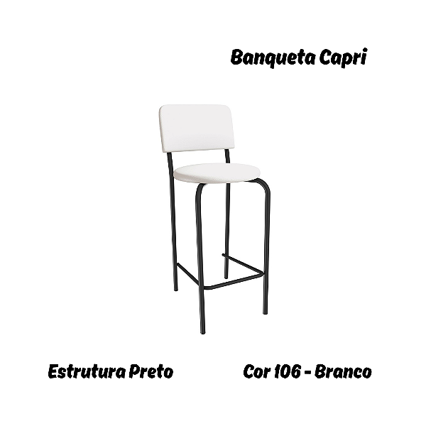 Banqueta Capri - Ref. 1B715-PR - Estampa: 106 (Branco) Preto - Kappesberg Crome