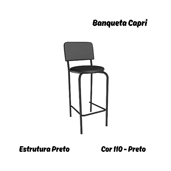 Banqueta Capri - Ref. 1B715-PR - Estampa: 110 (Preto) Preto - Kappesberg Crome