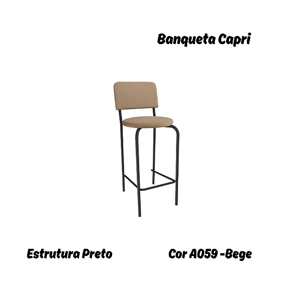 Banqueta Capri - Ref. 1B715-PR - Estampa: A059 (Bege) Preto - Kappesberg Crome