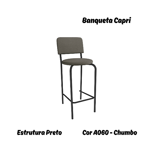 Banqueta Capri - Ref. 1B715-PR - Estampa: A060 (Chumbo) Preto - Kappesberg Crome