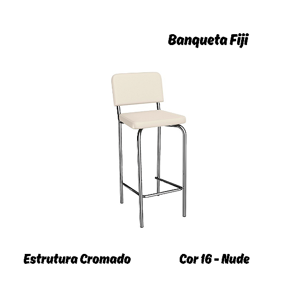 Banqueta Fiji - Ref. 1B712-CR - Estampa: 16 (Nude) Cromado - Kappesberg Crome