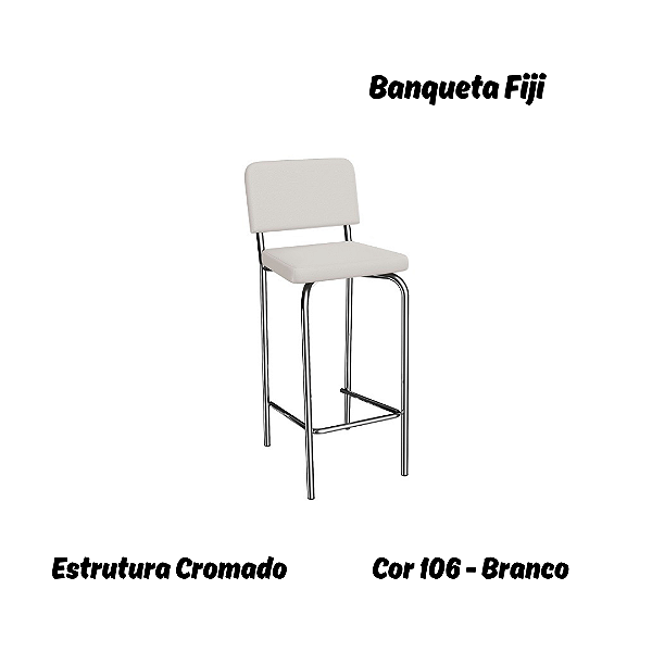 Banqueta Fiji - Ref. 1B712-CR - Estampa: 106 (Branco) Cromado - Kappesberg Crome