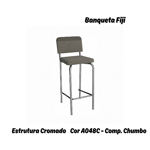 Banqueta Fiji - Ref. 1B712-CR - Estampa: A048C (Compose Chumbo) Cromado - Kappesberg Crome